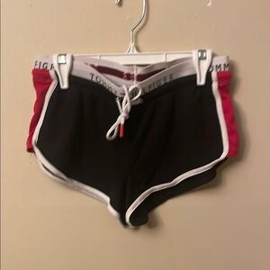 Tommy Hilfiger Athletic Shorts Black and Red Retro Design (Bin U)
